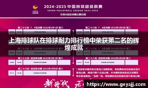 上海排球队在排球耐力排行榜中荣获第二名的辉煌成就